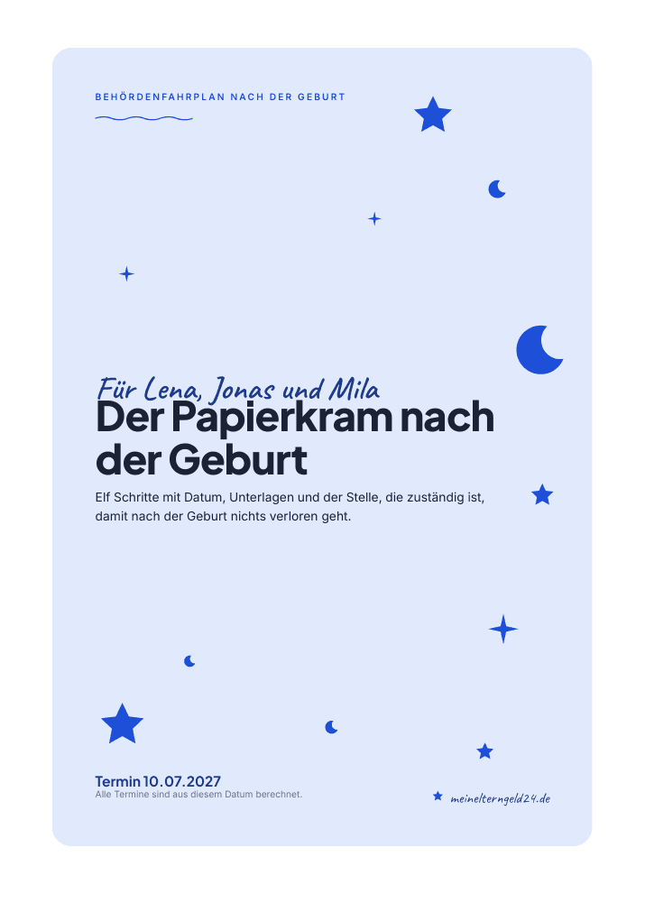 Checkliste nach der Geburt in der Farbwelt Blau