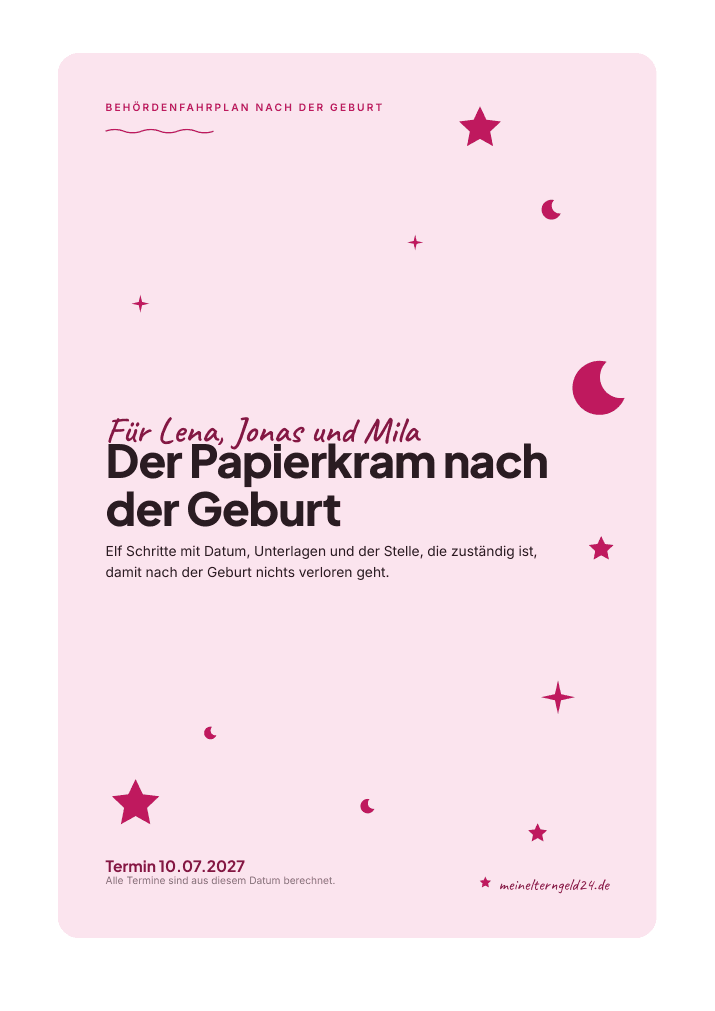Checkliste nach der Geburt in der Farbwelt Rosé