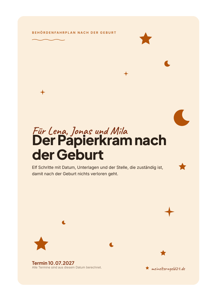 Checkliste nach der Geburt in der Farbwelt Sand