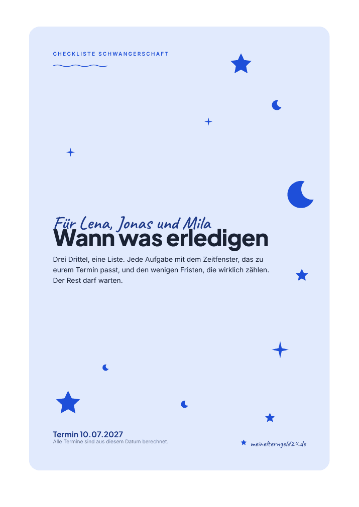 Checkliste Schwangerschaft in der Farbwelt Blau
