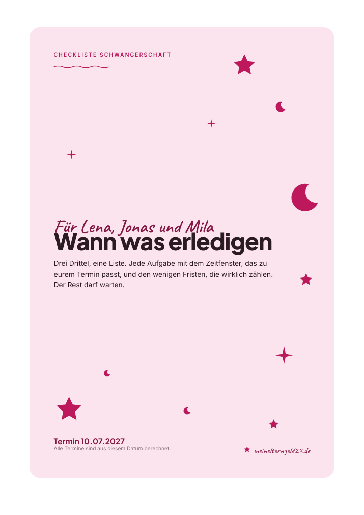 Checkliste Schwangerschaft in der Farbwelt Rosé