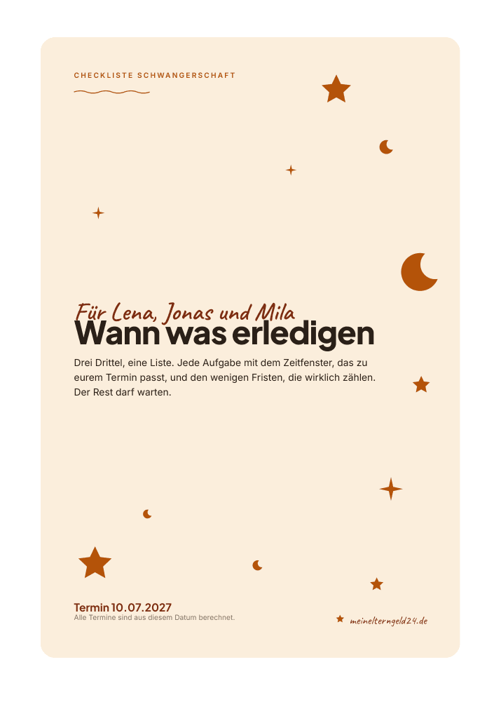 Checkliste Schwangerschaft in der Farbwelt Sand
