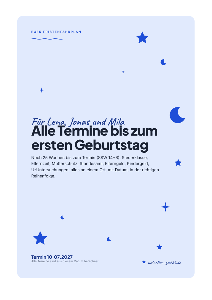 Fristenfahrplan in der Farbwelt Blau