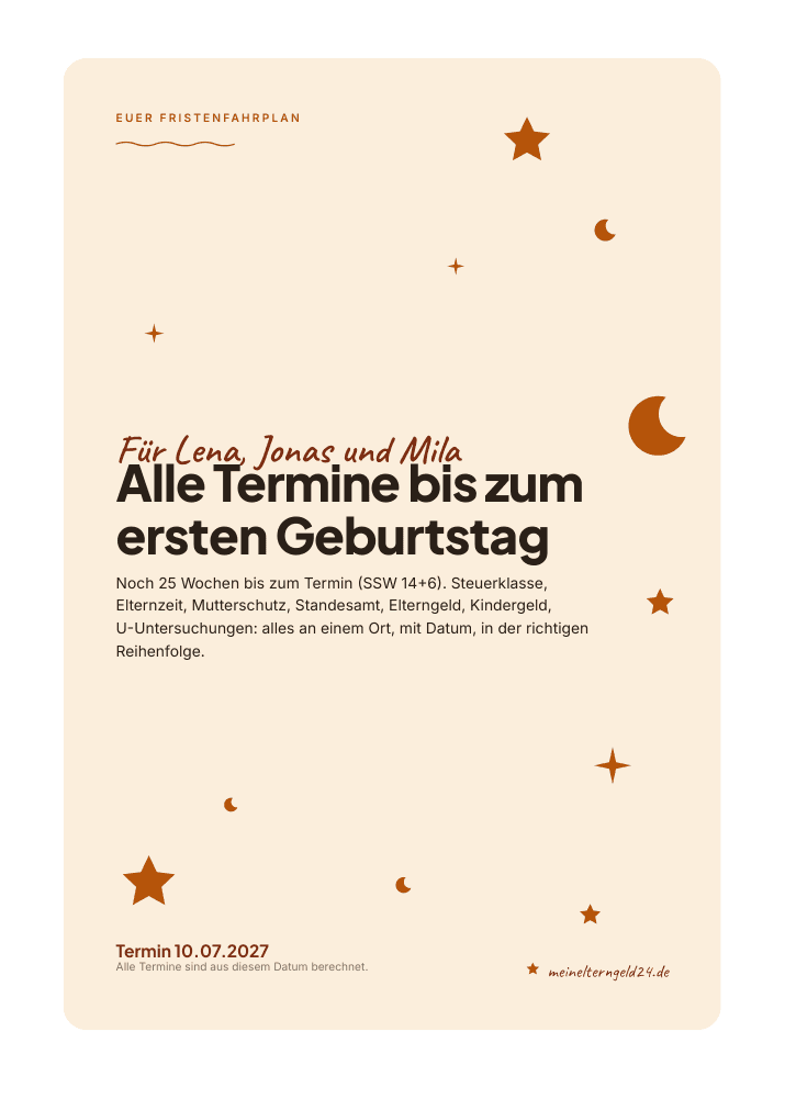 Fristenfahrplan in der Farbwelt Sand